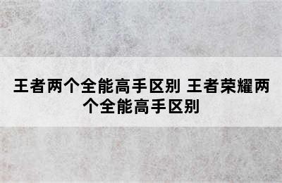 王者两个全能高手区别 王者荣耀两个全能高手区别